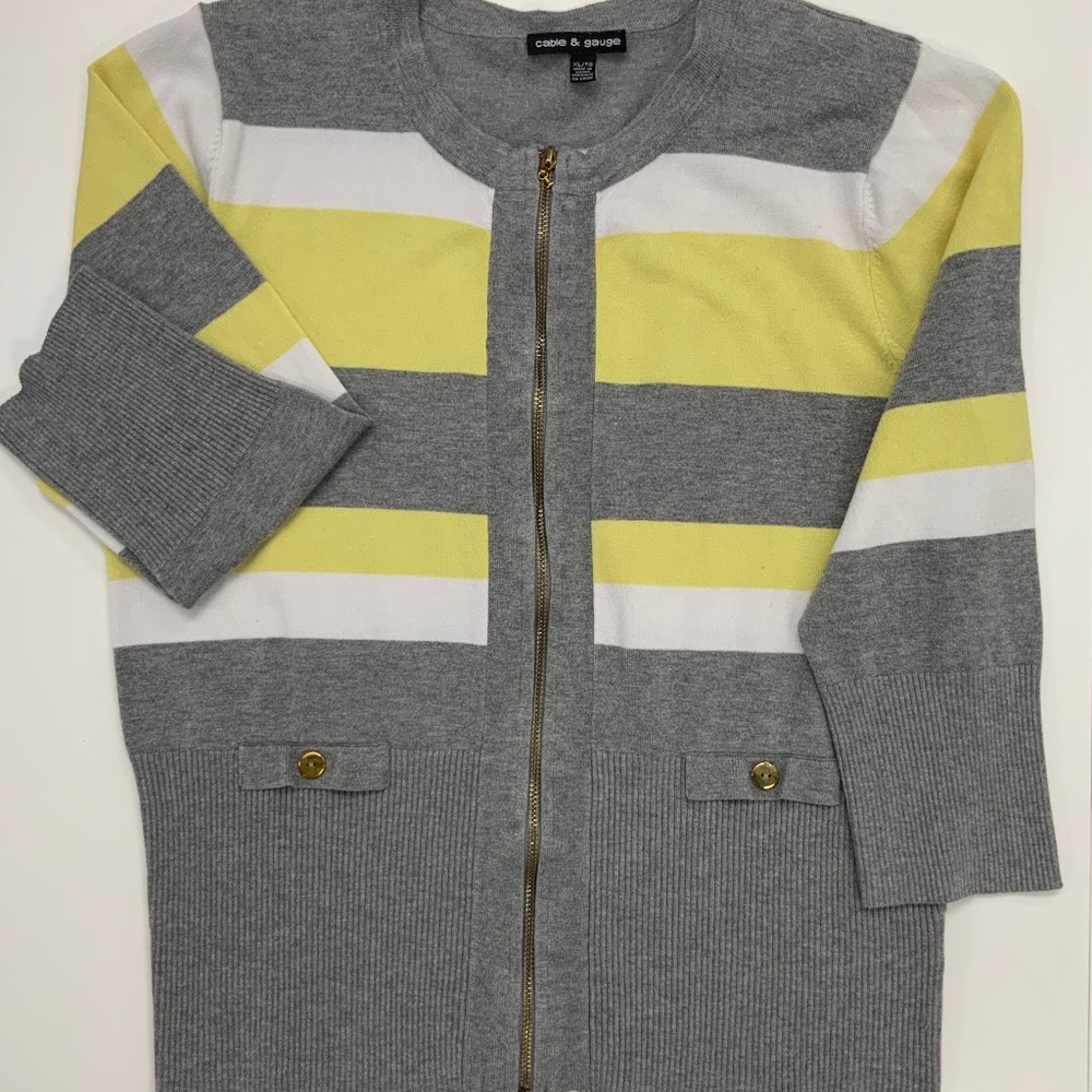 Yellow and gray cardigan